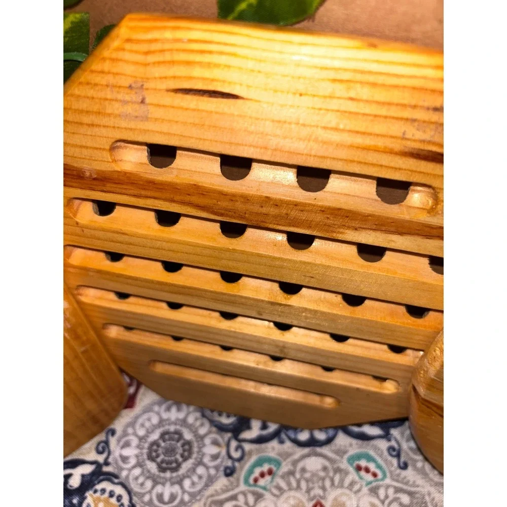 Vintage Pine Wood Trivet Set of 3 Square Octagon Round Slotted Heat Pads Rustic